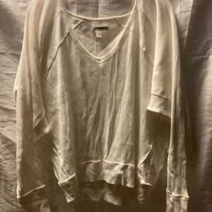 Free People Cream V-Neck Sweater